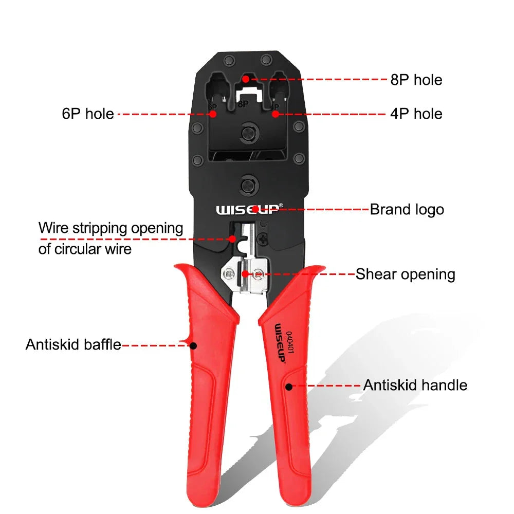 Professional Network Cable Stripping Crimping Pliers with RJ45 Cable Tester