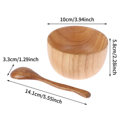 Handcrafted wooden facial mask bowl and spoon set for mixing and applying skin care products