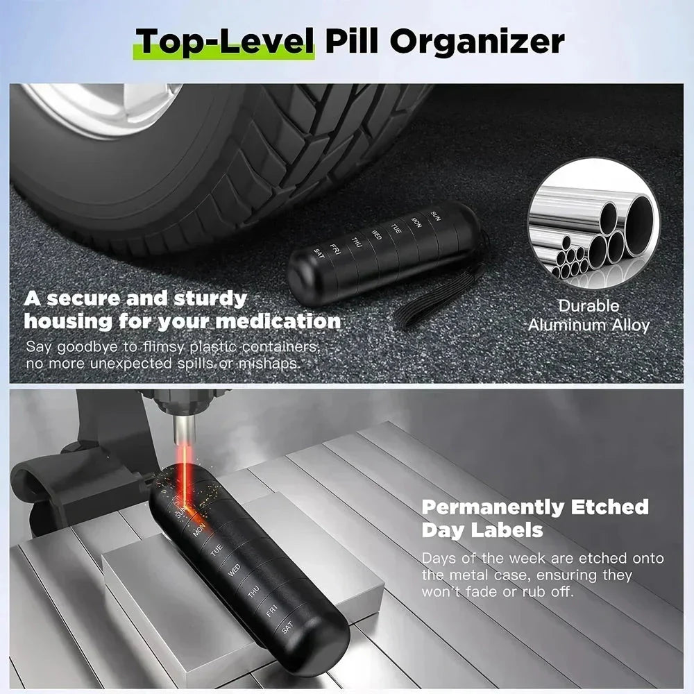 Premium Portable Metal Pill Organizer with Waterproof Design for Secure Medication Storage and Organization