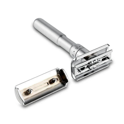 Customizable zinc alloy safety razor with adjustable settings for a close, smooth shave