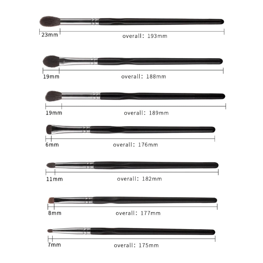 7-Piece Premium Eye Makeup Brush Set with natural goat hair and synthetic fibers for flawless, professional-looking eye makeup.