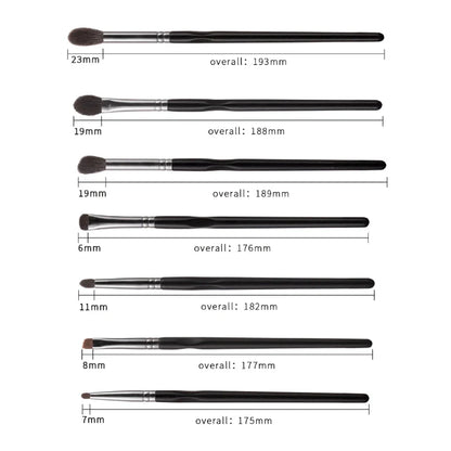 7-Piece Premium Eye Makeup Brush Set with natural goat hair and synthetic fibers for flawless, professional-looking eye makeup.