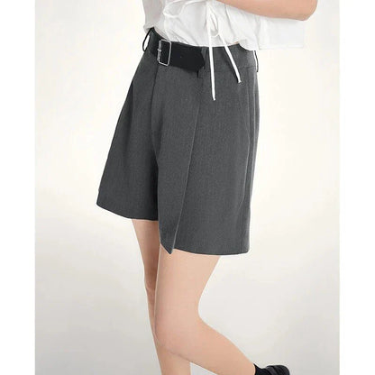 Elegant summer harem shorts for women with high-waist, loose fit, and subtle pleating detail