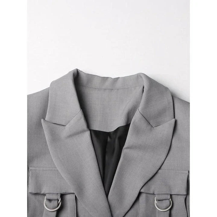 Stylish patchwork windbreaker trench coat with notched collar, button detailing, and flattering wide-waisted cut