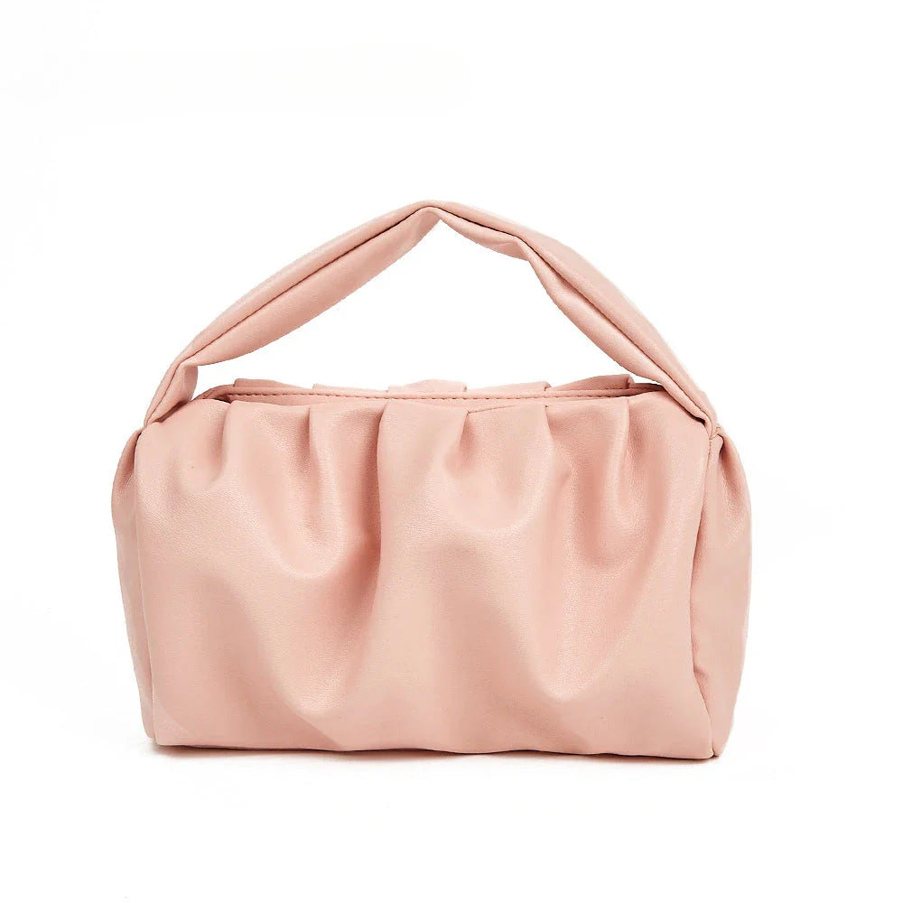 Elegant and Spacious PU Leather Cosmetic Bag in Pink Color with Secure Hasp Closure and Spacious Interior
