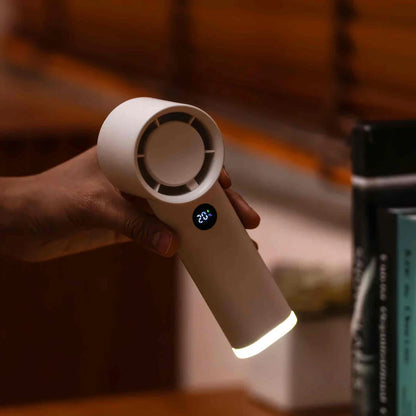 3600mAh USB rechargeable portable fan with LED lamp in white color