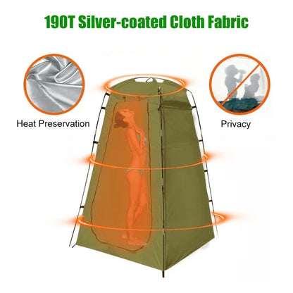 Premium Portable Privacy Shower Tent with waterproof, UV-protected fabric and sturdy fiberglass structure for outdoor adventures