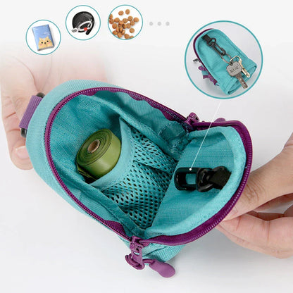 Convenient 2-in-1 Poop Bag Holder and Treat Pouch for Dog Walks, Made of Durable Waterproof Fabric with Hands-Free Design