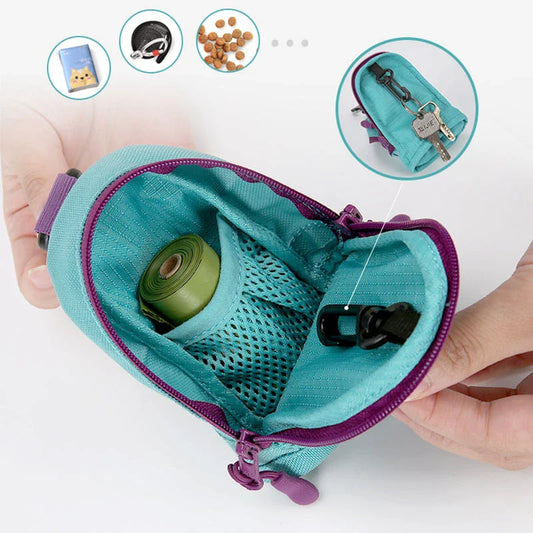 Convenient 2-in-1 Poop Bag Holder and Treat Pouch for Dog Walks, Made of Durable Waterproof Fabric with Hands-Free Design