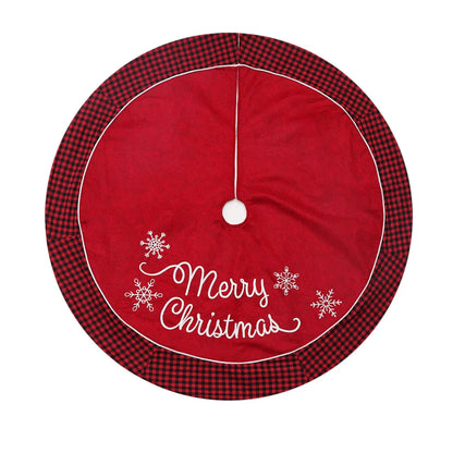 Premium plaid Christmas tree skirt with festive red and black edging