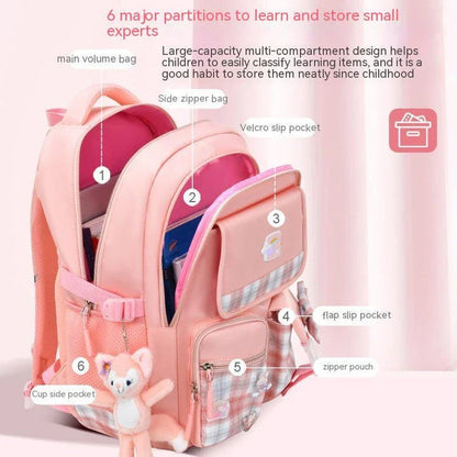 Large capacity cartoon-style backpack for children, featuring a spacious interior, durable nylon construction, and a waterproof, breathable design.