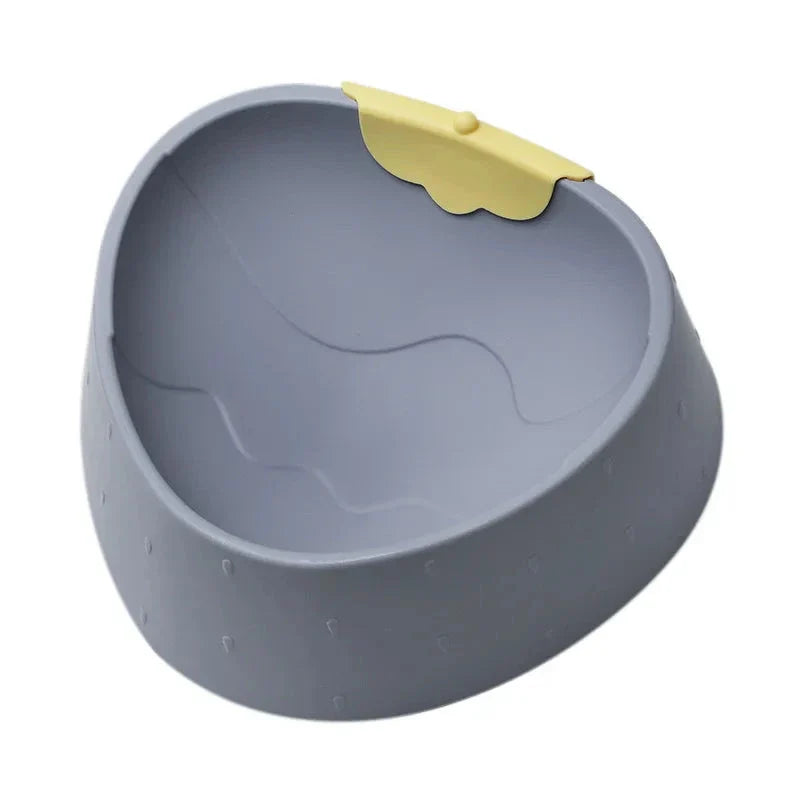Cartoon-style pet bowl with anti-slip base, designed to provide comfort and reduce mess during mealtime for dogs and cats.