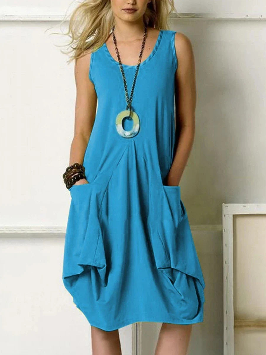 Irregular Knit Vest Dress in Vibrant Orange - Comfortable, Stylish, and Uniquely Designed Dress