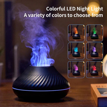 Flame Simulation Aromatherapy Humidifier with Colorful Gradient Lighting for Soothing Ambiance