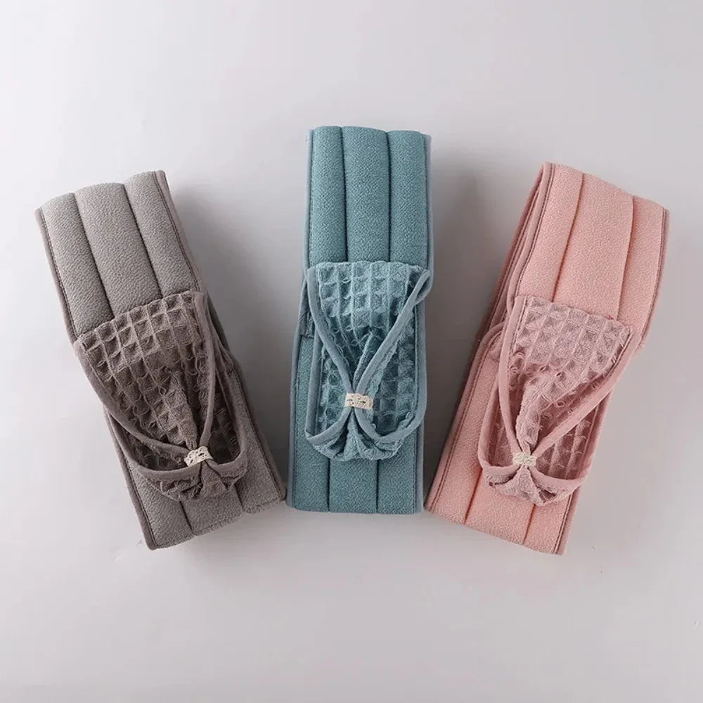 3-piece body scrubber and back massage bath brush set in pink, blue, and coffee colors