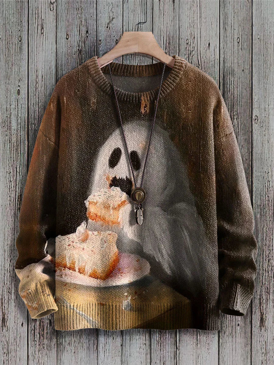 Ghostly Halloween sweater with playful ghost design, available in a variety of colors and sizes
