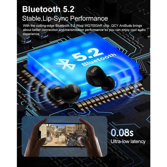 Sleek and comfortable HT07 hybrid noise-cancelling wireless earbuds with advanced features for an immersive audio experience