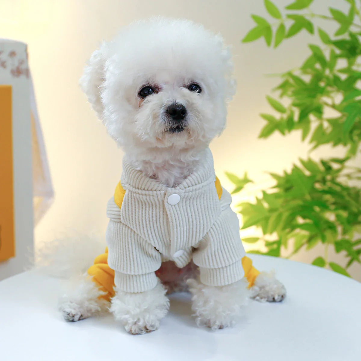 Corduroy suspender pants for dogs in various sizes and colors, featuring a trendy and fashionable design