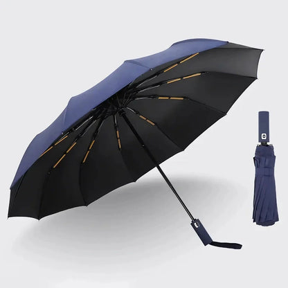 Compact Automatic UV Protection Umbrella with Windproof Design and Portable Three-Fold Construction