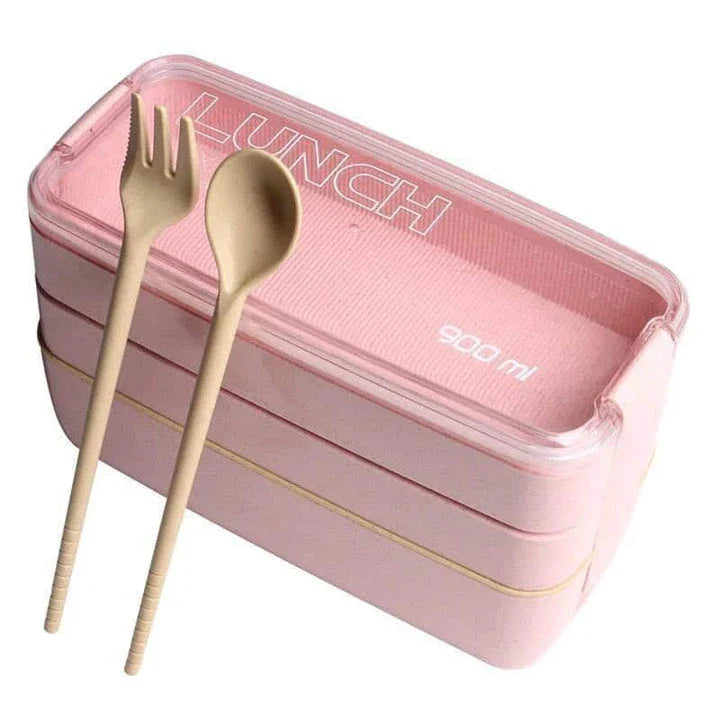 A stylish and practical 3-tier portable lunch box with separate compartments for organizing and transporting meals on the go