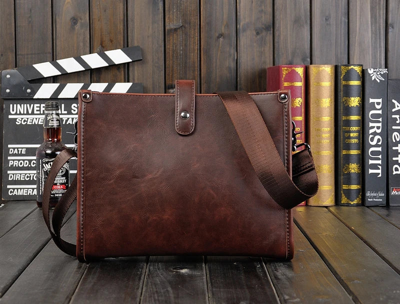 Stylish Men's Shoulder Messenger Bag with Korean-inspired Design, Crafted from Durable PU Leather