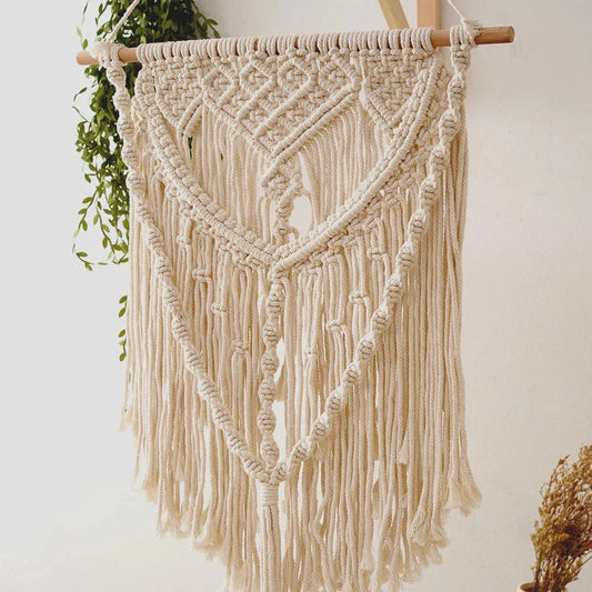 Elegant beige tapestry with a minimalist design, perfect for modern and boho-chic home decor