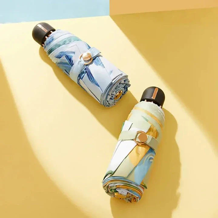 Flower Pocket Mini Phone Umbrella - Portable Folding Umbrella with Cute Floral Design for Rainy and Sunny Days