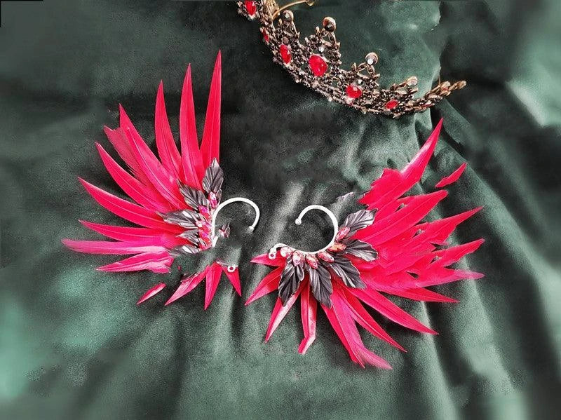Elegant feather earrings with delicate angel wing design in various color options
