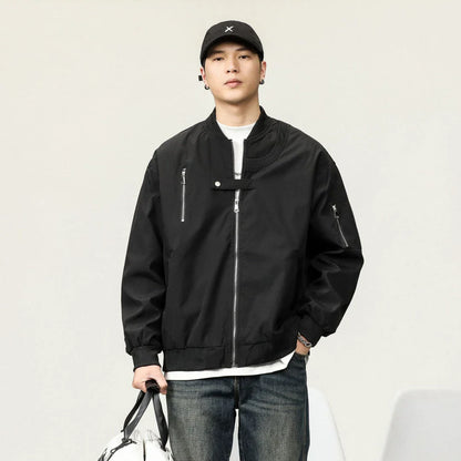 A versatile men's jumpsuit in a solid color design, made with premium polyester fabric for comfort and style.