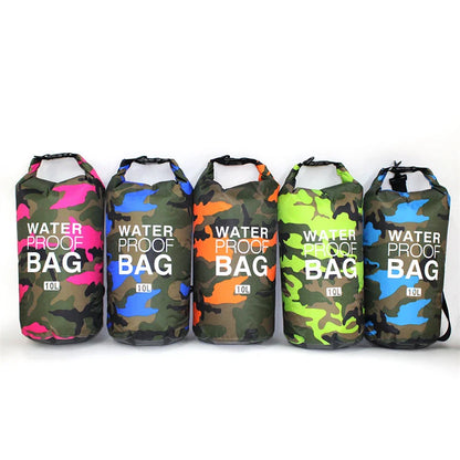 Rugged waterproof backpack made of durable ripstop polyester, perfect for outdoor adventures like hiking, camping, and beach trips.