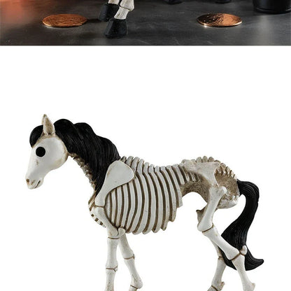 Skeleton Horse Ornament: Detailed resin decoration with a striking skeletal horse design for Halloween decor