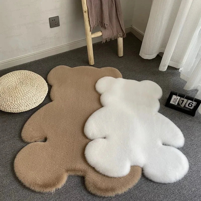 Cozy plush rugs with cute rabbit and bear designs for children's bedrooms, nurseries, and playrooms