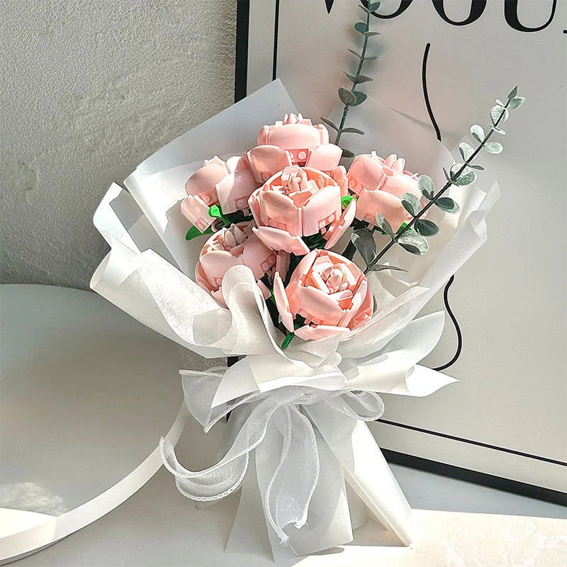 A decorative flower pot featuring a stunning rose bouquet design, made of high-quality plastic for indoor or outdoor use.