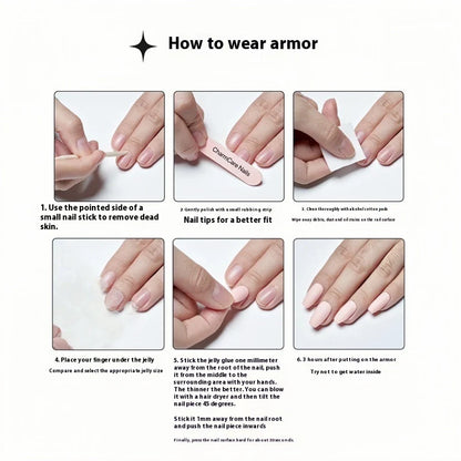 Handcrafted Almond French Nail Art in various sizes for custom wear and enhanced personal style