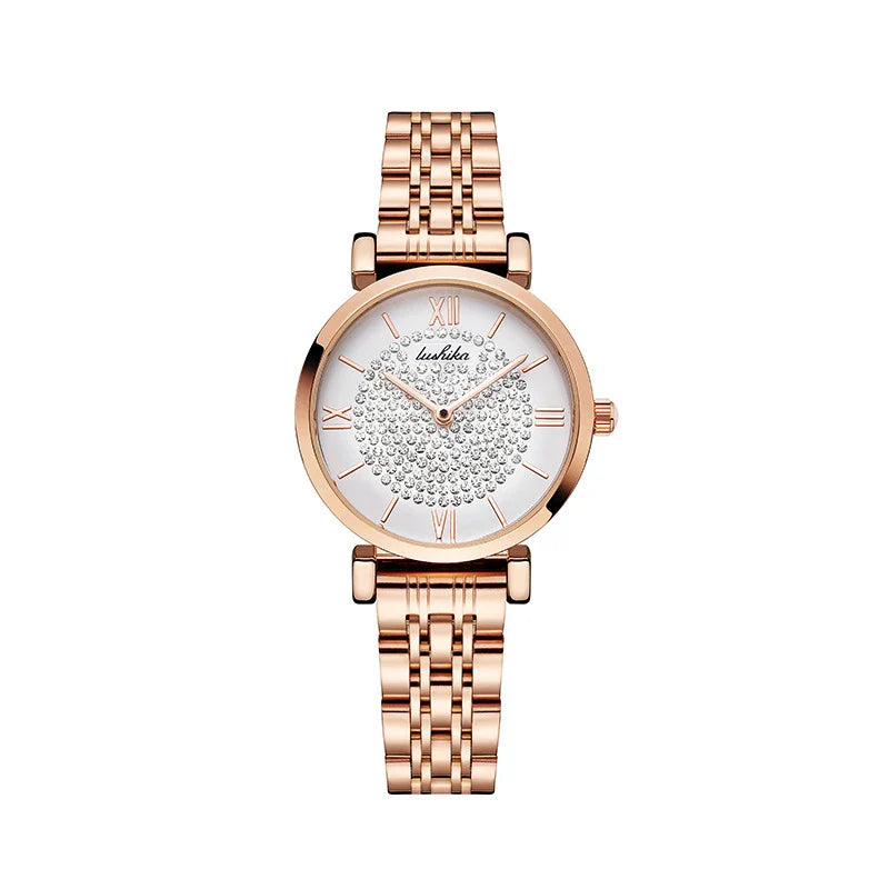 Trendha Quartz Steel Watch with Dazzling Stainless Steel Strap