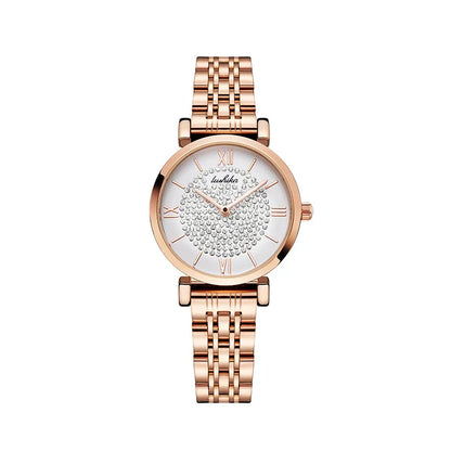 Trendha Quartz Steel Watch with Dazzling Stainless Steel Strap