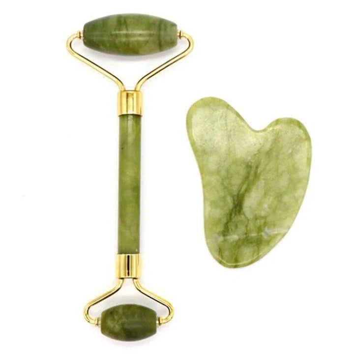 Premium natural jade roller and gua sha set for a luxurious facial massage and skin rejuvenation