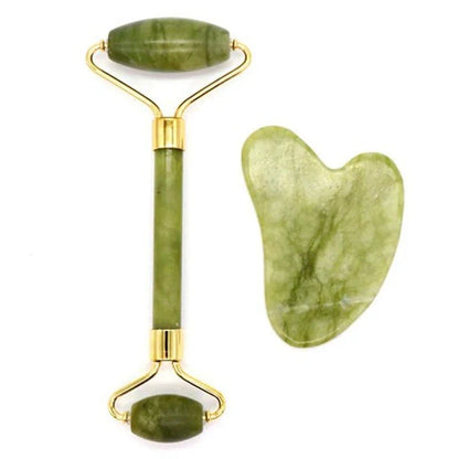 Premium natural jade roller and gua sha set for a luxurious facial massage and skin rejuvenation