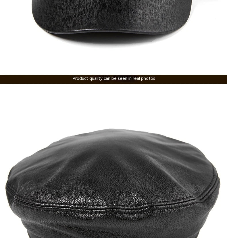 Premium Autumn and Winter Sheepskin Flat-top Hat in black and brown colors