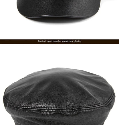 Premium Autumn and Winter Sheepskin Flat-top Hat in black and brown colors