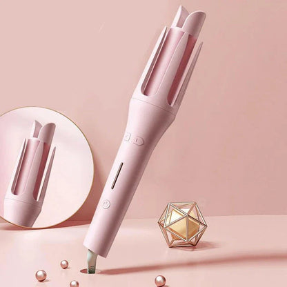 Automatic rotating ceramic hair curler creating soft, defined curls