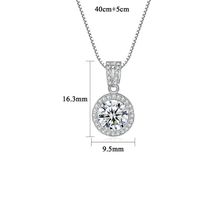 Elegant S925 silver pendant necklace with Mosan diamond inlay, adjustable chain length for women's fashion accessory