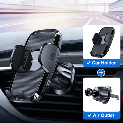 360-degree rotating car phone holder with flexible arm and universal smartphone compatibility