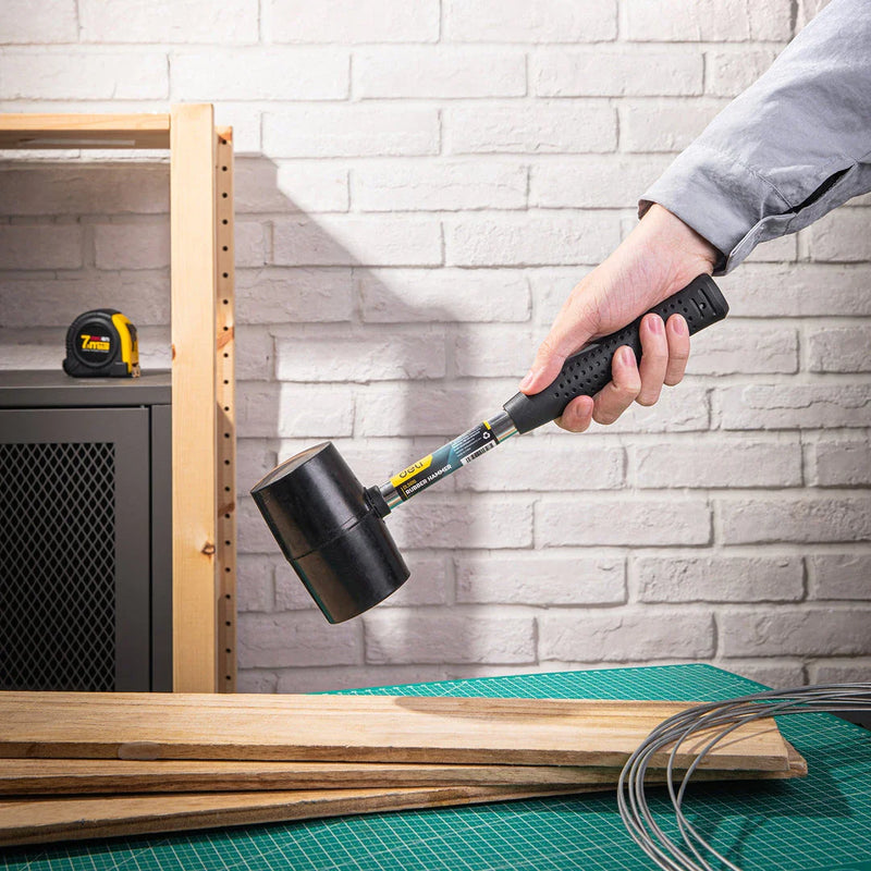 Hhomeenjoy 16oz Double-Sided Rubber Hammer with Steel Handle for Precision Strikes