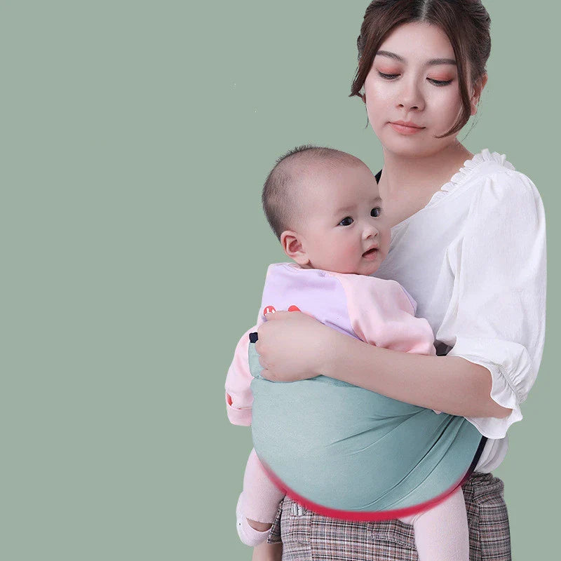 Comfortable one-handed newborn baby carrier made of soft, breathable cotton with a secure and snug fit for hands-free babywearing