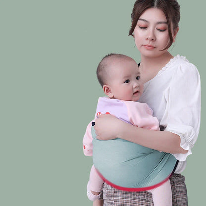 Comfortable one-handed newborn baby carrier made of soft, breathable cotton with a secure and snug fit for hands-free babywearing