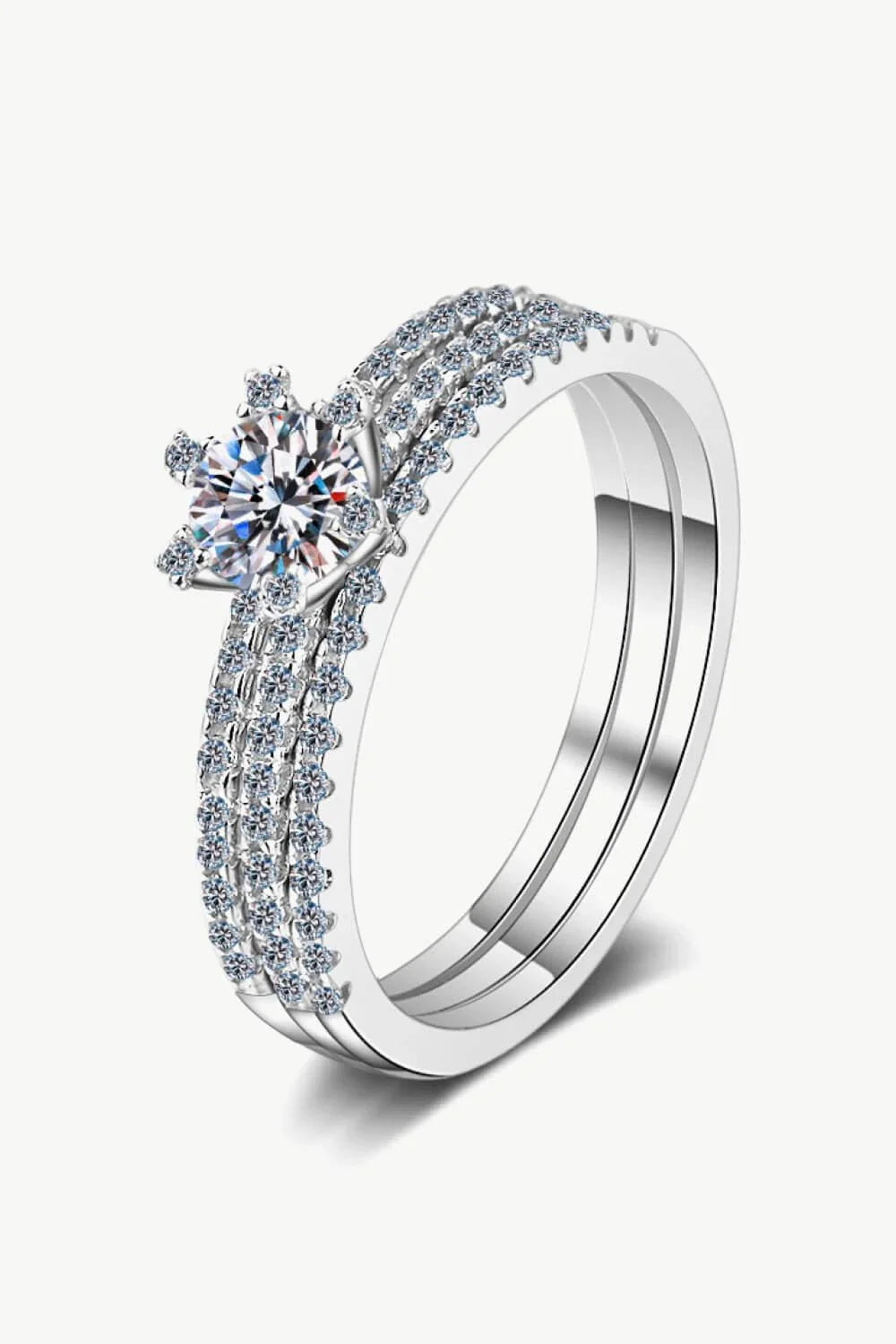 Elegant 1-Carat Moissanite Sterling Silver Ring with a radiant moissanite stone set in a luxurious 925 sterling silver band