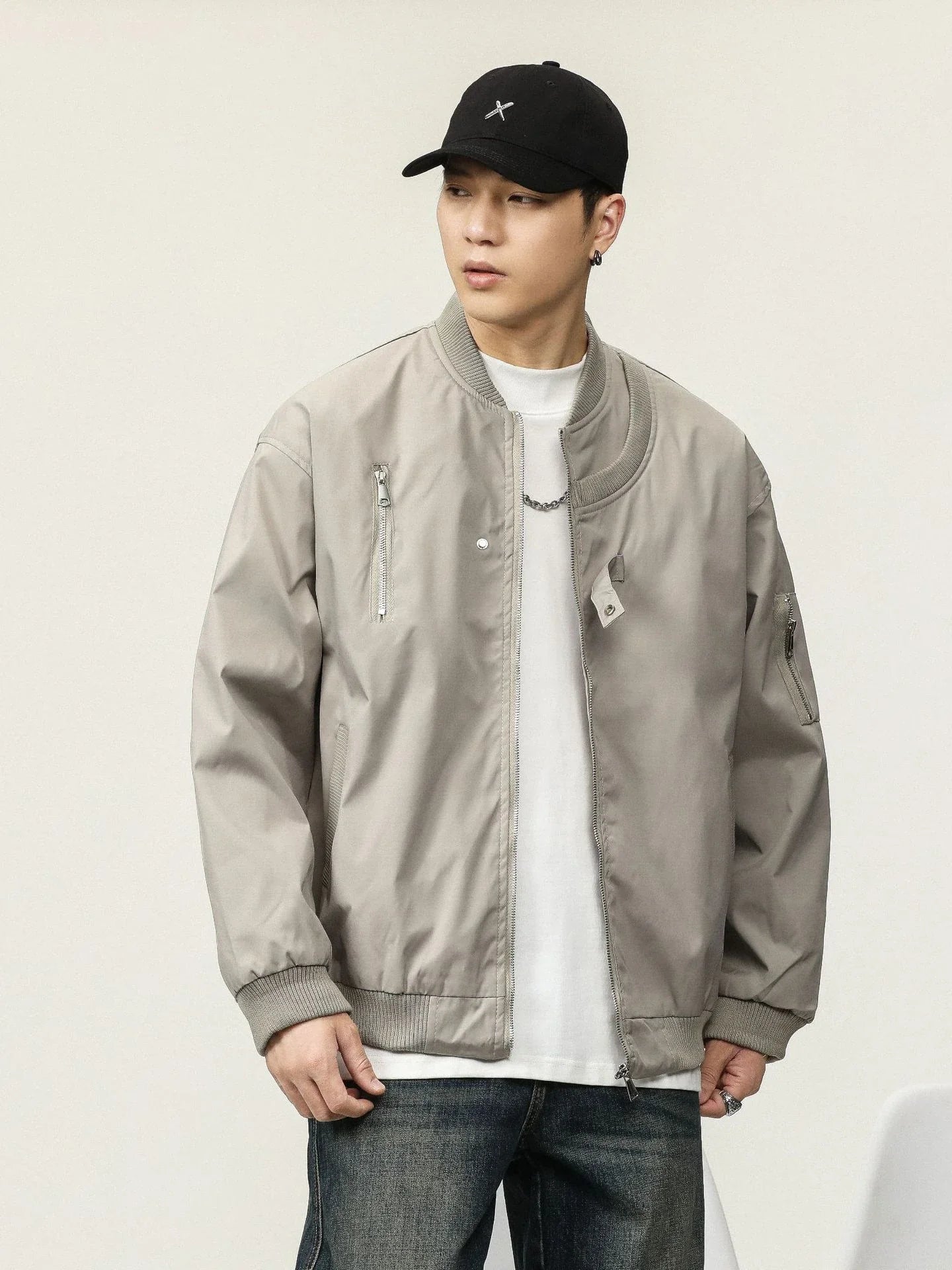 A versatile men's jumpsuit in a solid color design, made with premium polyester fabric for comfort and style.