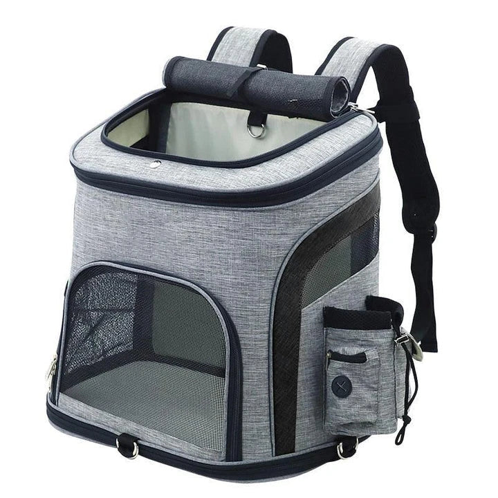 Melange Color Backpack Cat Carrier with Padded Interior, Breathable Mesh Panels, and Adjustable Straps for Comfortable Pet Transportation