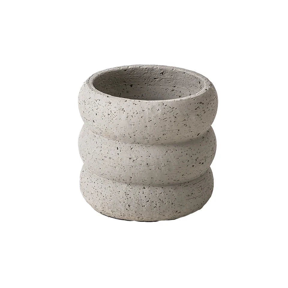 Modern minimalist cement flower pot with Nordic-inspired design, available in small and medium sizes for indoor and outdoor use